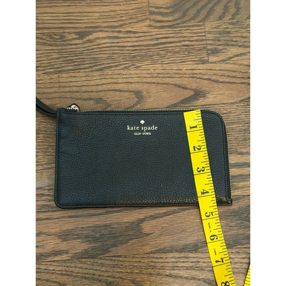 Kate Spade NY Black Pebbled Leather Zip Wristlet Wallet Clutch Large